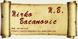 Mirko Bacanović vizit kartica